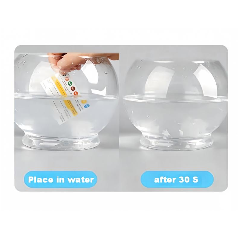 Zero Residue Water Soluble Stickers for Food Containers and Laboratory Glassware
