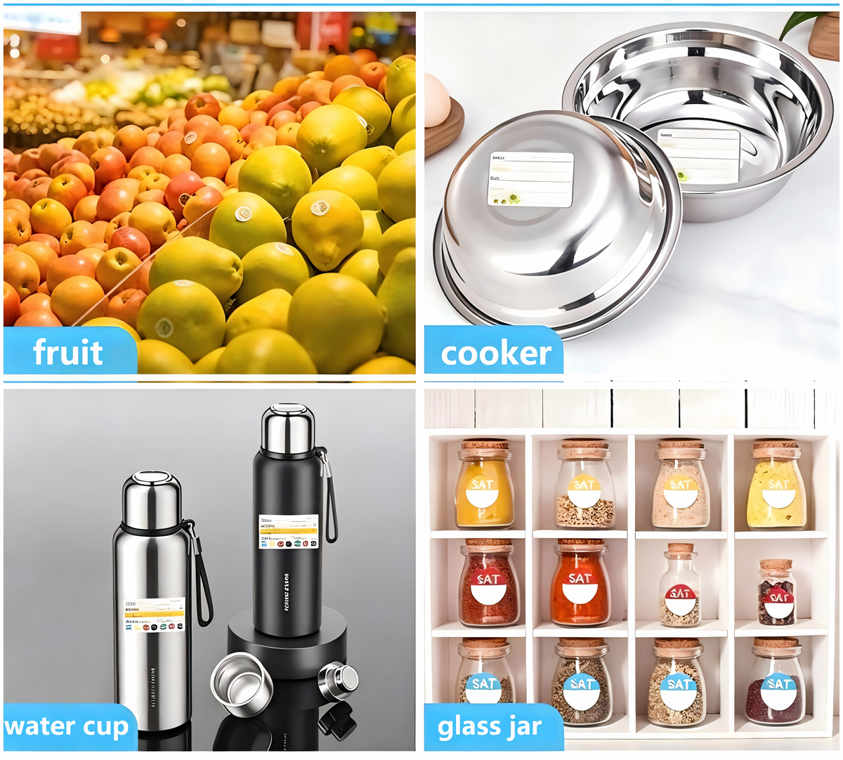 Zero Residue Water Soluble Stickers for Food Containers and Laboratory Glassware